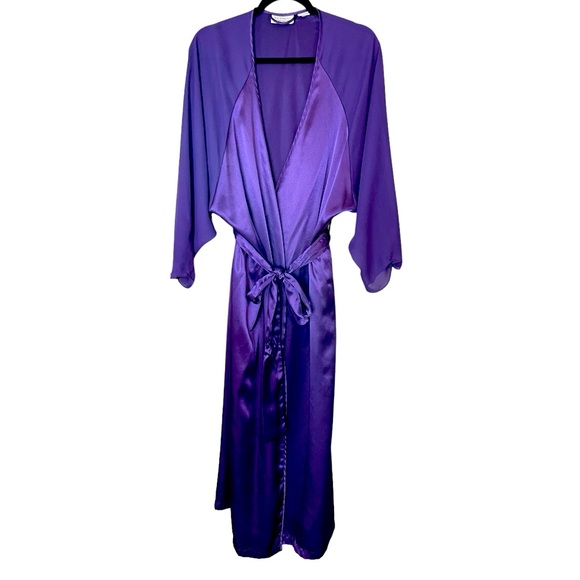 Victoria’s Secret Vintage Gold Label Purple Silk Robe with Pockets Size M/L - Picture 1 of 8